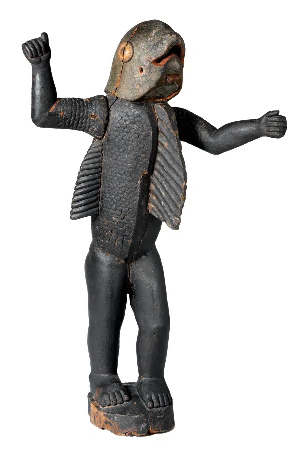 Statue royale mi-homme mi-requin du roi Béhanzin — Image d'illustration — ne représente pas l'objet historique décrit.